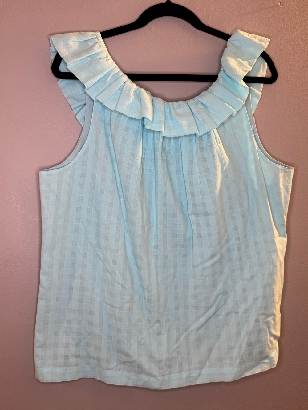 Trina Turk Light Blue Ruffled Sleeveless Top Sz XL